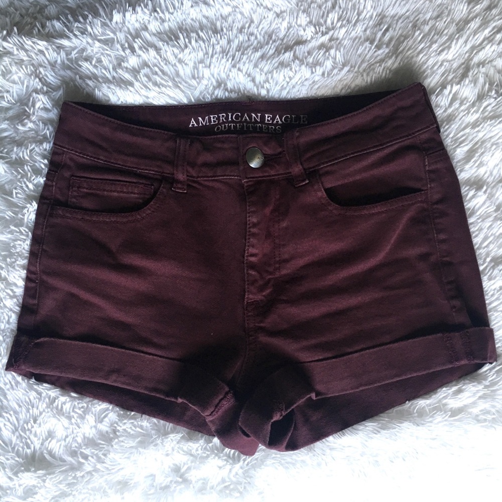 American Eagle Maroon Hi-Rise Shortie
